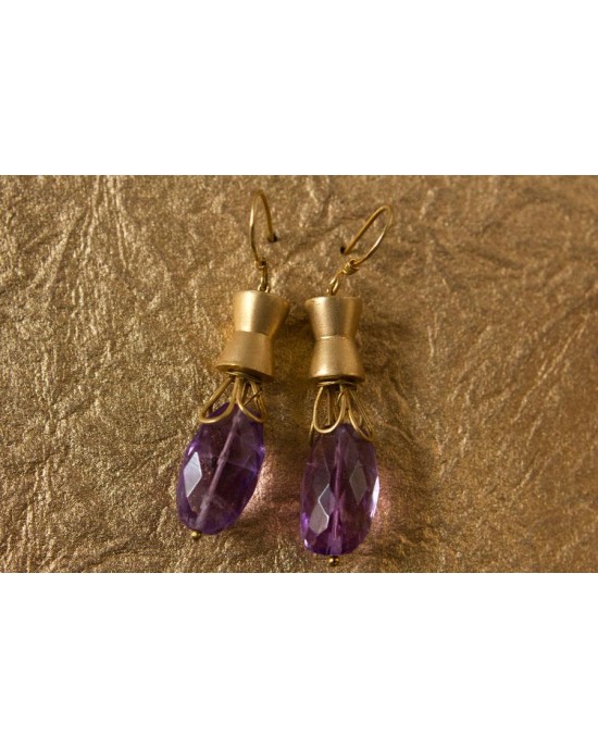 Gold Earrings with Amethyst 