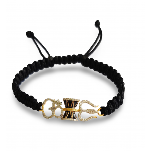 Auspicious Om Damru & Trishul Bracelet in gold with diamonds   