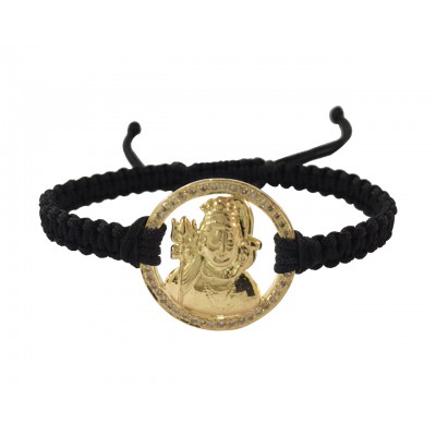 Auspicious Shiva Bracelet in Gold with diamonds on adjustable thread