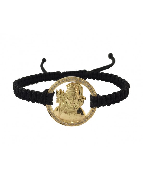 Auspicious Shiva Bracelet in Gold with diamonds on adjustable thread