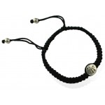Allah Bracelet in Silver with a Single Diamond on Braided Nylon