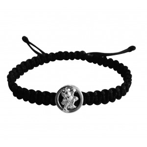 Auspicious Hanuman Bracelet for Men in Silver On Size Adjustable Nylon Thread