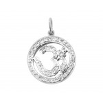 Om Pendant in Silver with Diamonds