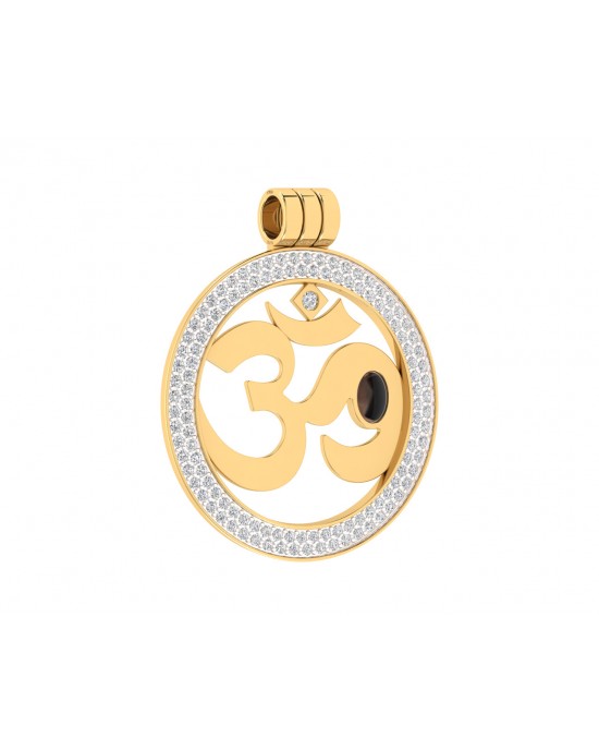 Om Gold Pendant With Diamonds