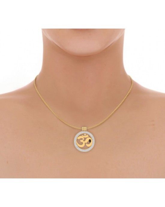 Om Gold Pendant With Diamonds