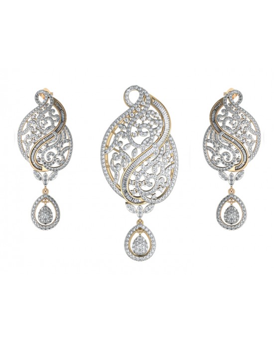 Alluring designer diamond pendant set 