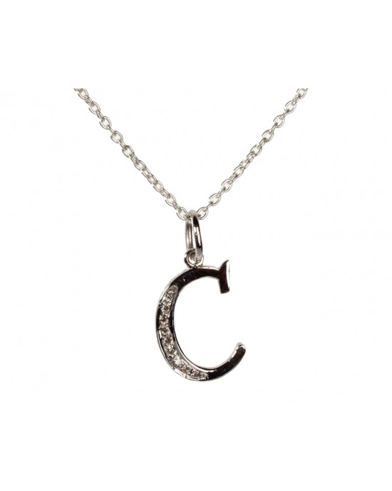 Alphabet C pendant with diamonds