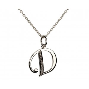 Alphabet D pendant with diamonds