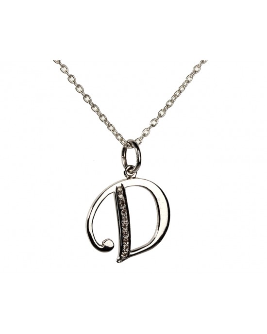 Alphabet D pendant with diamonds
