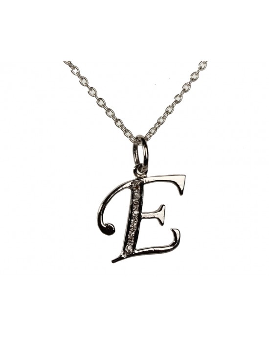 Alphabet E pendant with diamonds