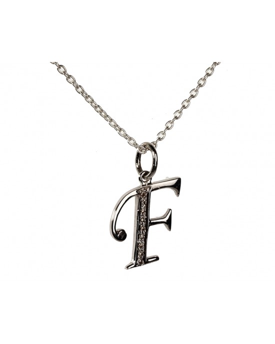 Alphabet F pendant with diamonds