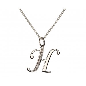 Alphabet H pendant with diamonds