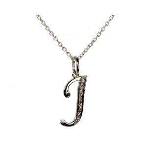 Alphabet J pendant with diamonds