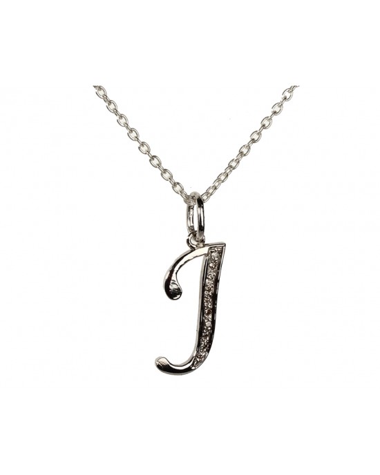 Alphabet J pendant with diamonds