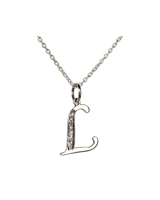 Alphabet L pendant with diamonds