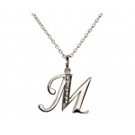 Alphabet M pendant with diamonds