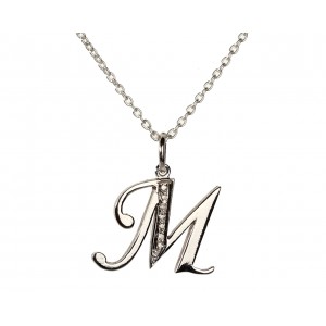 Alphabet M pendant with diamonds