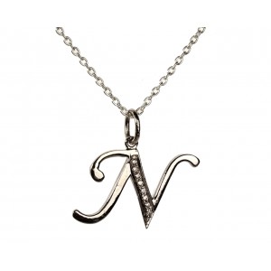 Alphabet N pendant with diamonds