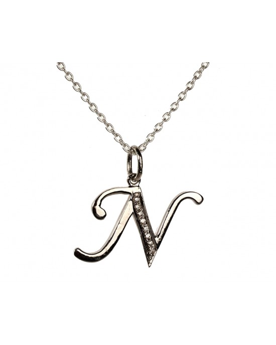 Alphabet N pendant with diamonds