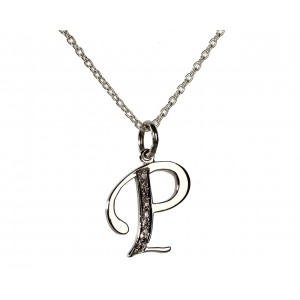 Alphabet P pendant with diamonds