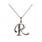 Alphabet R pendant with diamonds