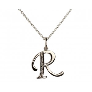 Alphabet R pendant with diamonds