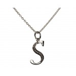 Alphabet S pendant with diamonds