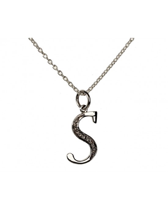 Alphabet S pendant with diamonds