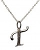 Alphabet T with diamonds in silver pendant