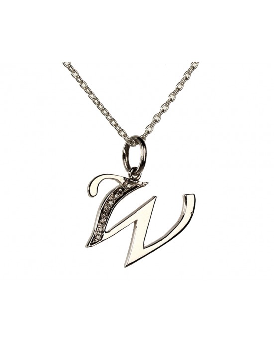 Alphabet W pendant with diamonds