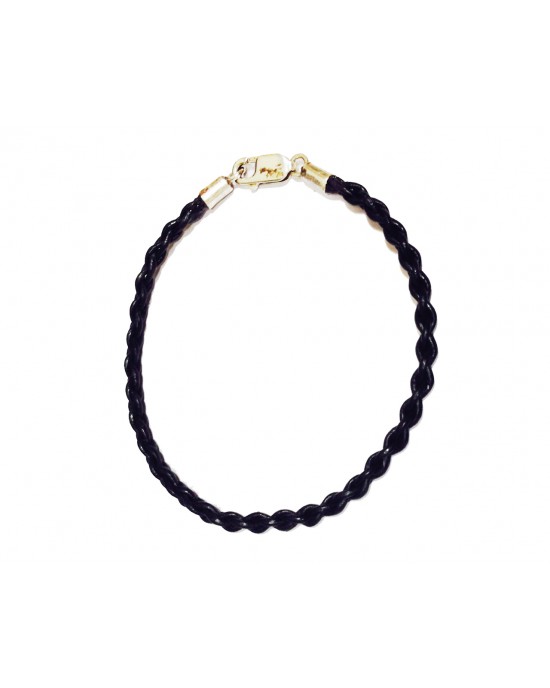 Capricorn Charm Pendant in 14K Gold with Diamonds on Leather Cord