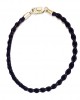 Capricorn Charm Pendant in 14K Gold with Diamonds on Leather Cord