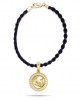 Capricorn Charm Pendant in 14K Gold with Diamonds on Leather Cord