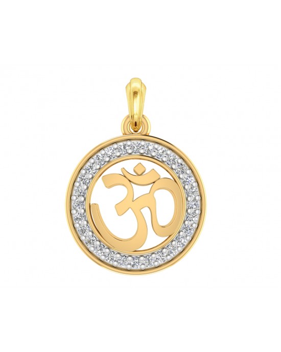 Om 12mm charm in hallmarked Gold with round brilliant diamonds