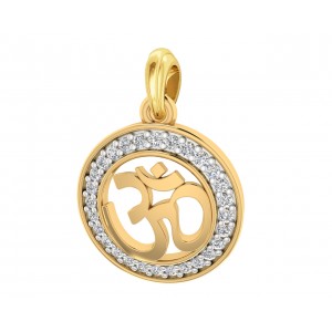 Om 12mm charm in hallmarked Gold with round brilliant diamonds