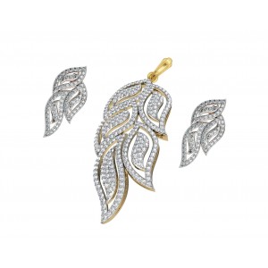 Designer Diamond leaf design Pendant & earring Set