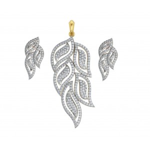 Designer Diamond leaf design Pendant & earring Set