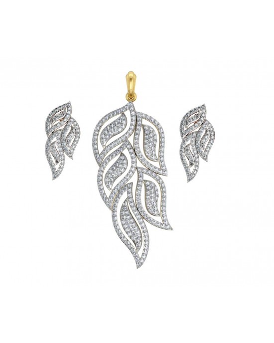 Designer Diamond leaf design Pendant & earring Set