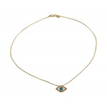 Evil Eye Charm Pendant in 14k gold on fine thin Gold Chain with adjustable lock