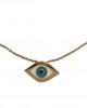 Evil Eye Charm Pendant in 14k gold on fine thin Gold Chain with adjustable lock