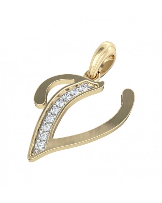 Gold Alphabet V charm