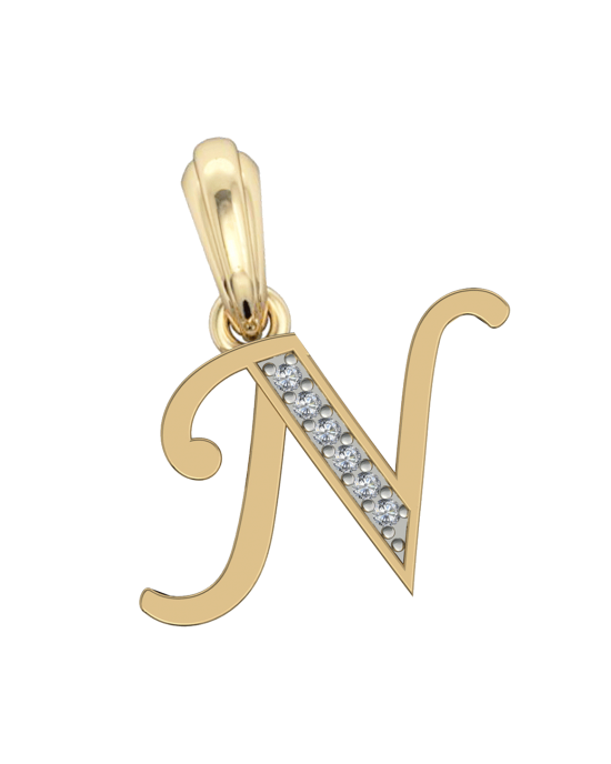 Gold Alphabet N charm