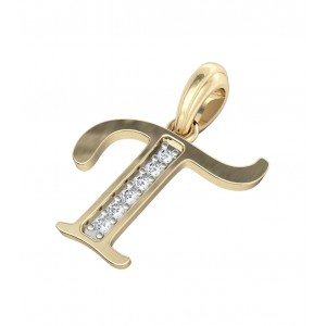 Gold Alphabet T charm