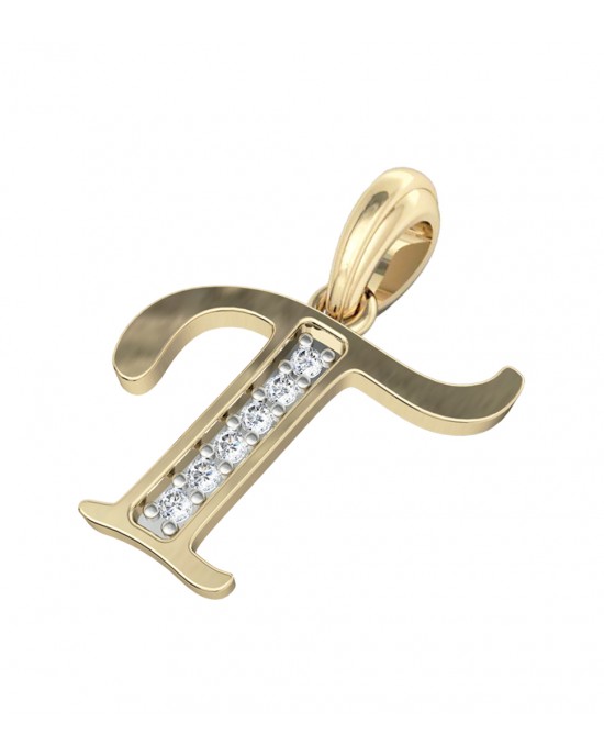 Gold Alphabet T charm