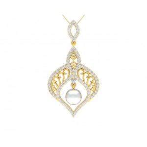 Rina Pearl & Diamond Pendant in Gold