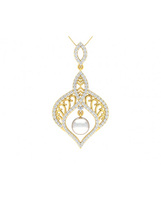 Rina Pearl & Diamond Pendant in Gold