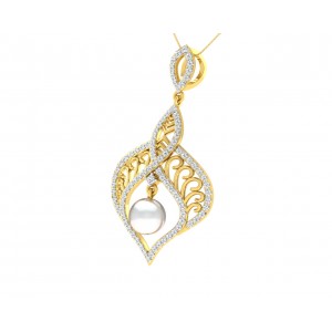 Rina Pearl & Diamond Pendant in Gold