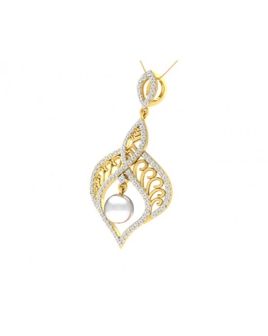 Rina Pearl & Diamond Pendant in Gold