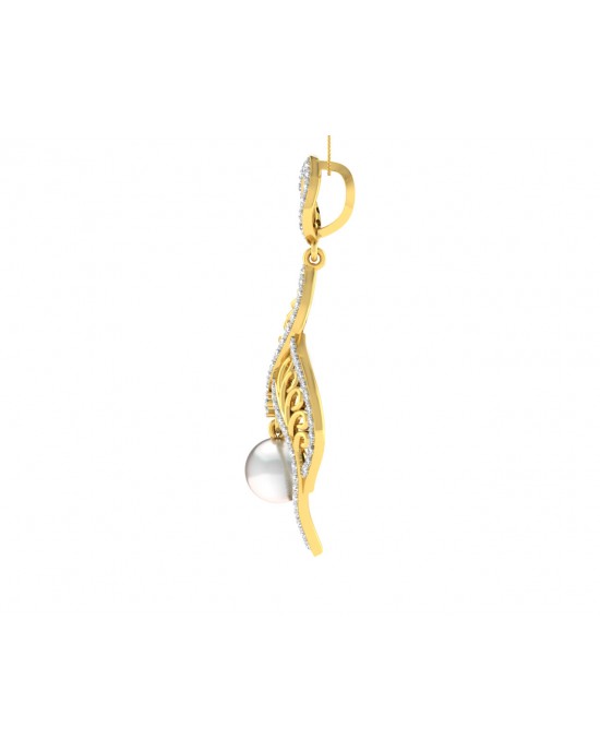 Rina Pearl & Diamond Pendant in Gold