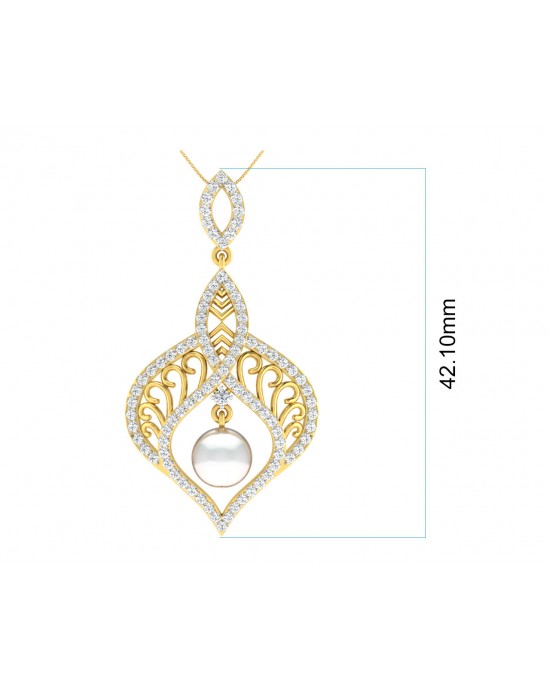 Rina Pearl & Diamond Pendant in Gold